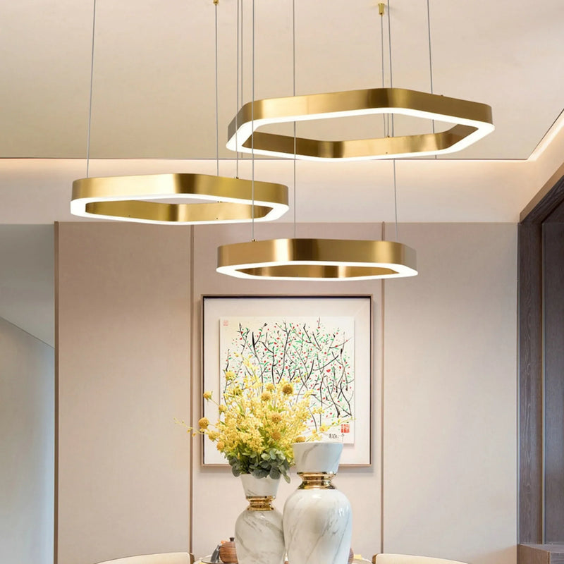 Châtelet | Hexagon Gold Chandelier for Living room