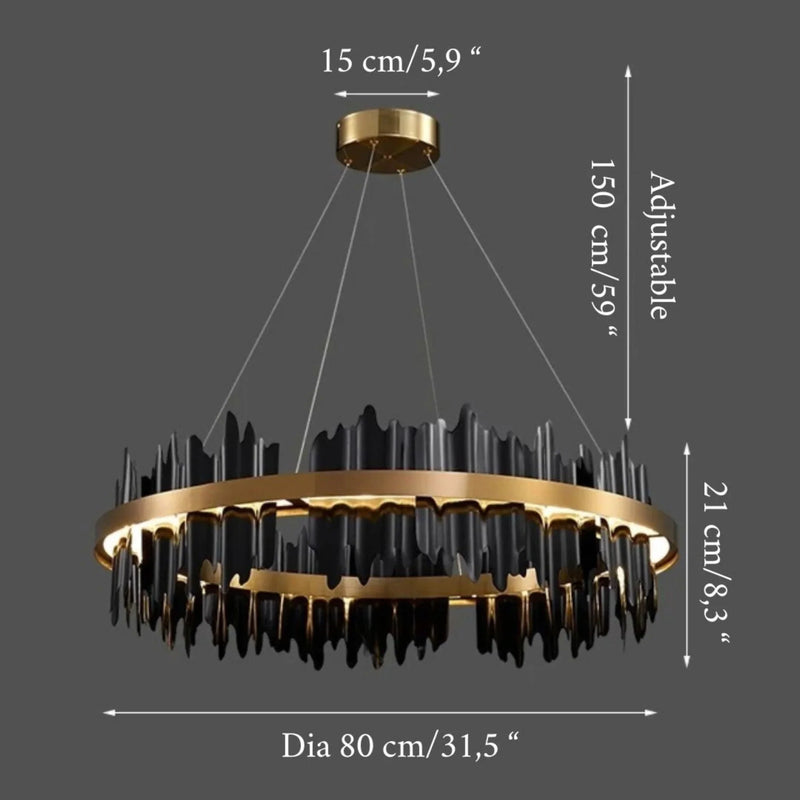 Creative Modern Black/Gold Circular Chandelier for Living Room