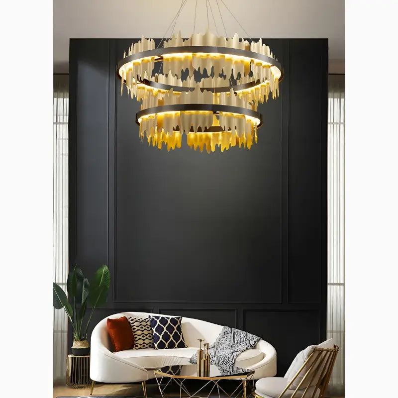 Creative Modern Black/Gold Circular Chandelier for Living Room