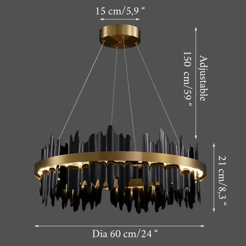 Creative Modern Black/Gold Circular Chandelier for Living Room