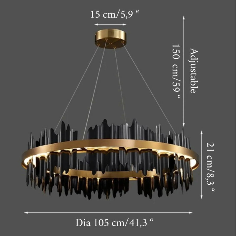 Creative Modern Black/Gold Circular Chandelier for Living Room