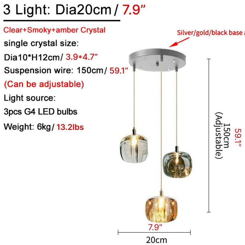 Grasse | Modern Led Crystal Hanging Light Fixtures