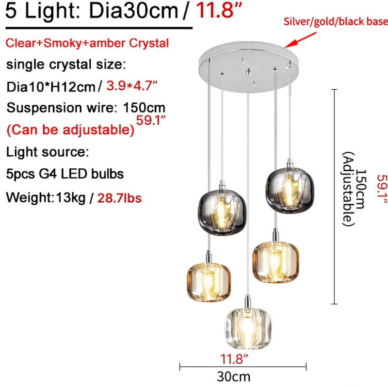 Grasse | Modern Led Crystal Hanging Light Fixtures