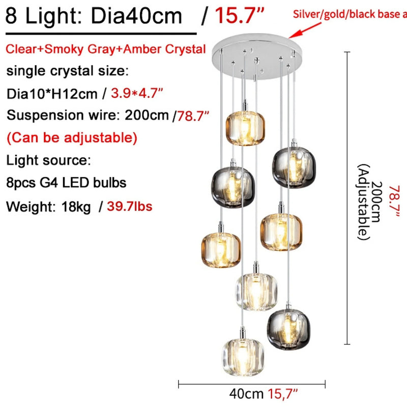 Grasse | Modern Led Crystal Hanging Light Fixtures