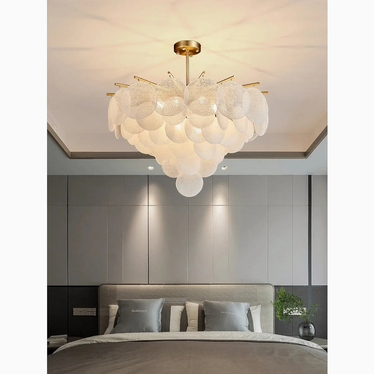 Peone | Round Obscure Glass Ceiling Chandelier, photo 2 of 13