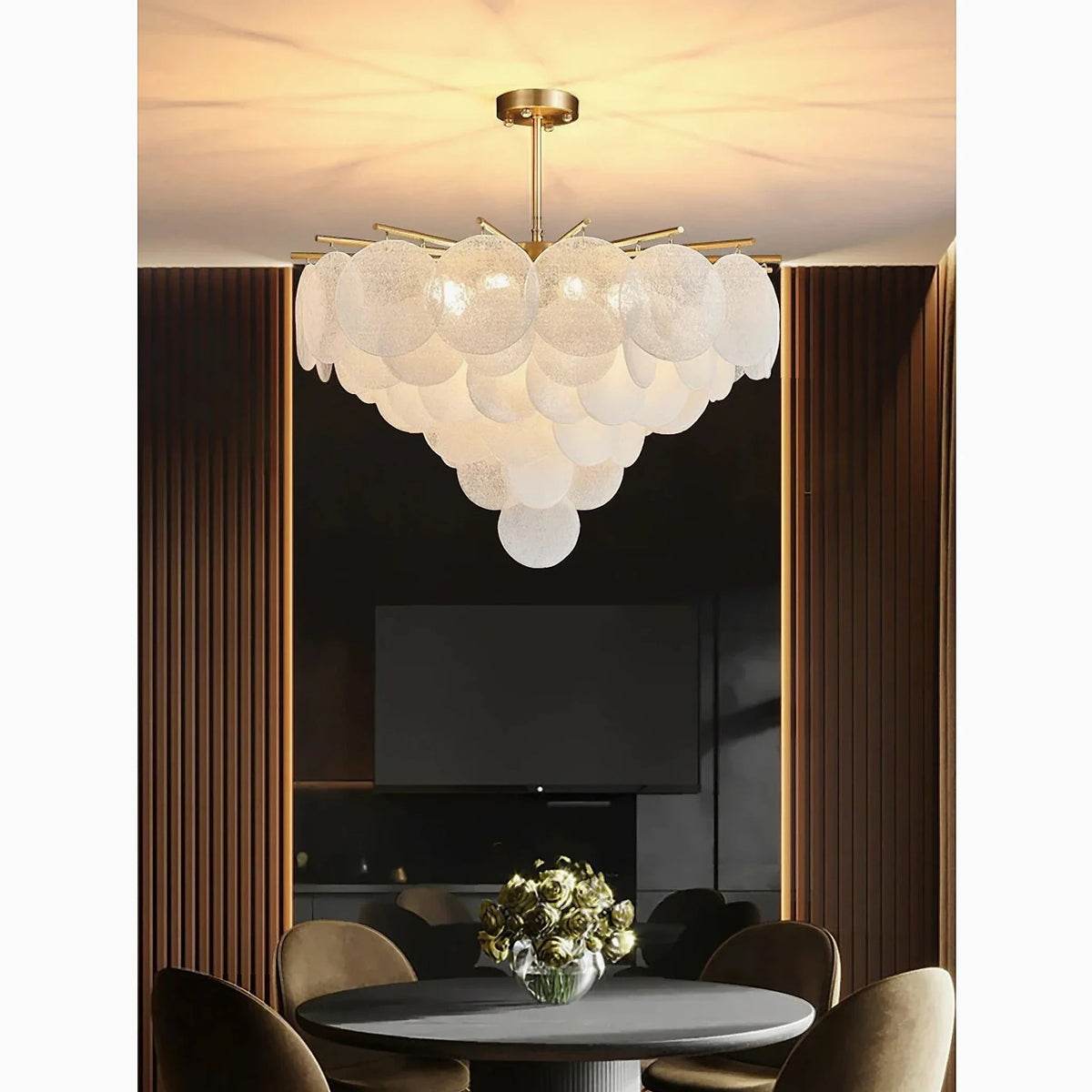 Peone | Round Obscure Glass Ceiling Chandelier, photo 4 of 13