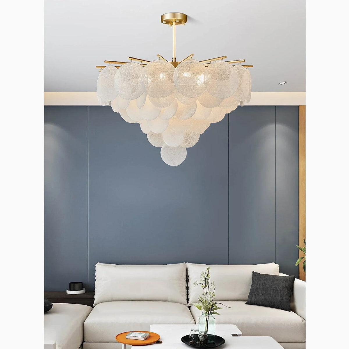 Peone | Round Obscure Glass Ceiling Chandelier, photo 3 of 13