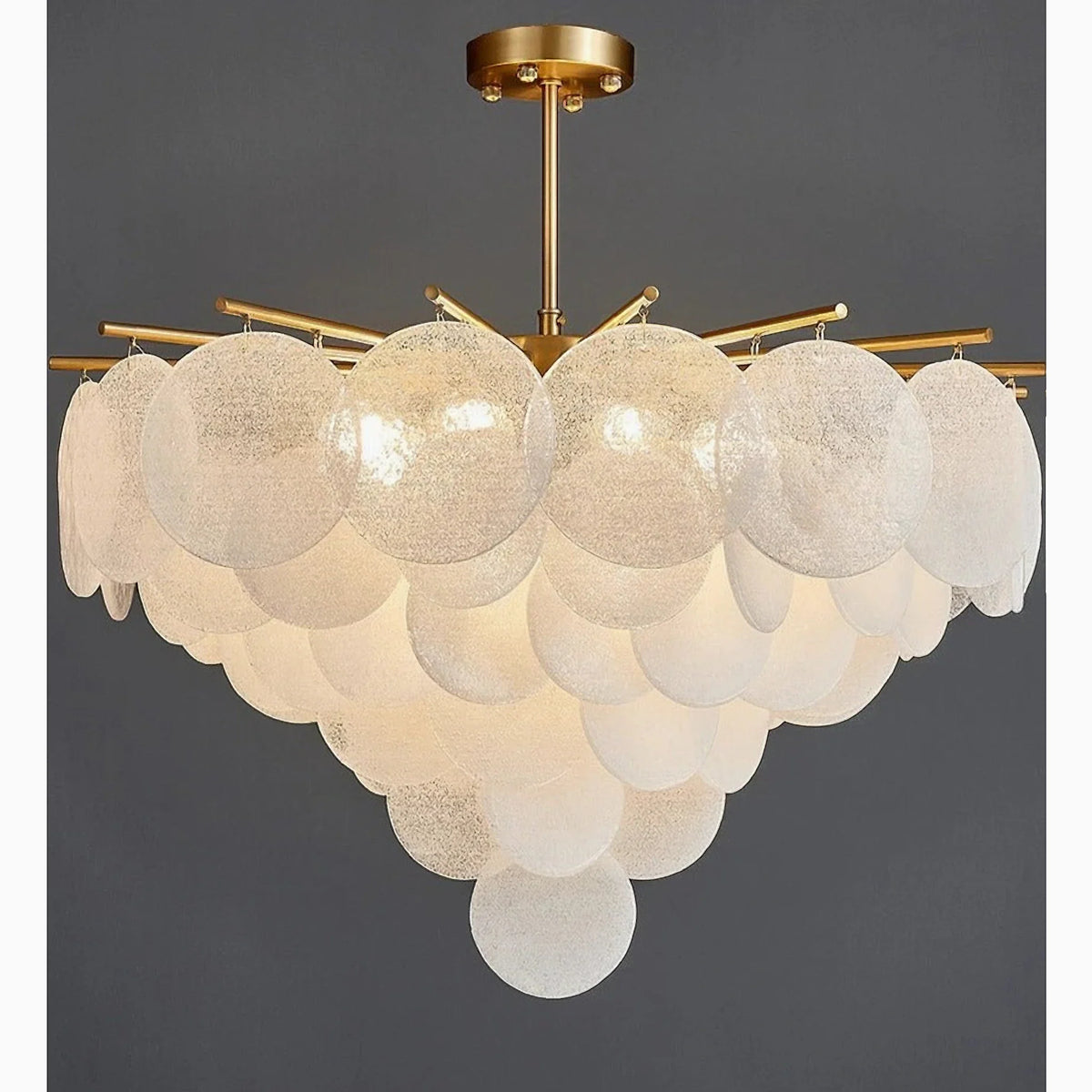 Peone | Round Obscure Glass Ceiling Chandelier, photo 5 of 13