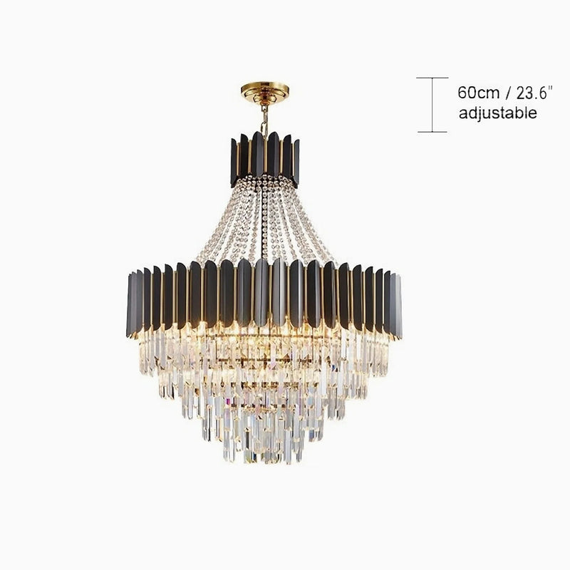 Portofino | Modern Round Gun Black Crystal Chandelier