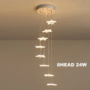 8 Lights - Valbonne | Stairway Star-Shaped Spiral Pendant Chandelier 8 Head, Warm Light - Grey ceiling base