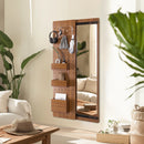 Walnut Pegboard Storage Dressing Mirror Cabinet
