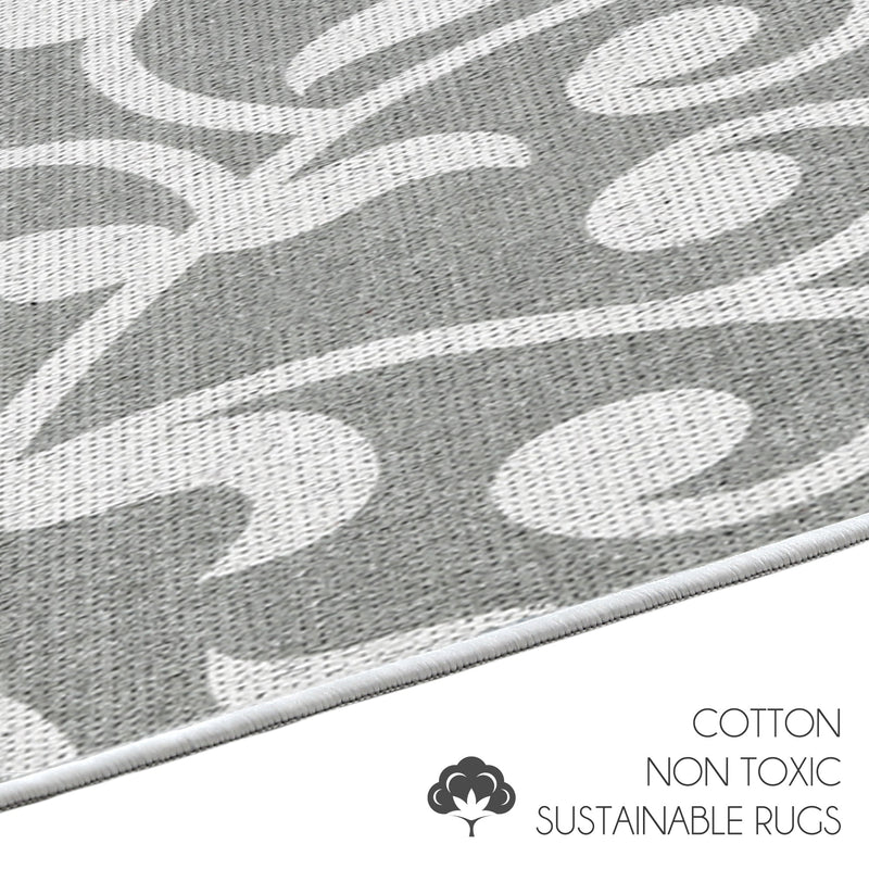 Floral Design 3 Piece Bathroom Rugs Set |Gray
