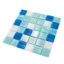 Green White 12x12 Glossy Uniform Square Glass Mosaic Tile (20 pack, 20 sq ft/case)