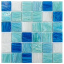 Green White 12x12 Glossy Uniform Square Glass Mosaic Tile (20 pack, 20 sq ft/case)
