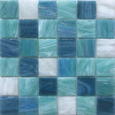 Green White 12x12 Glossy Uniform Square Glass Mosaic Tile (20 pack, 20 sq ft/case) - Sample