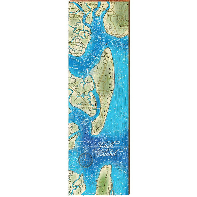 Jekyll Island Map Home Decor Art Print on Real Wood