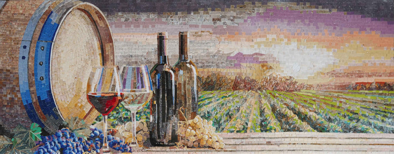 The Vineyard Sunset - Mosaic Artwork