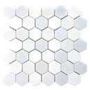 White Soft Blue 12x12 Polished Hexagon Marble Mosaic Tile (5 pack, 4.83 sq ft/case) - Sample