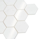 Snow White 10x12 Polished Hexagon Thassos Marble Mosaic Tile (5 pack, 4.46 sq ft/case)