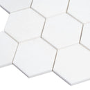 Snow White 10x12 Polished Hexagon Thassos Marble Mosaic Tile (5 pack, 4.46 sq ft/case)