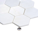 Pearl White 10x11 Honed Hexagon Marble Mosaic Tile (5 pack, 3.75 sq ft/case) - Sample