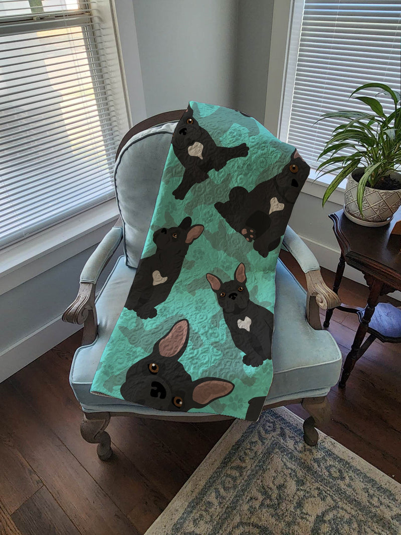 Black French Bulldog Quilted Blanket 50x60