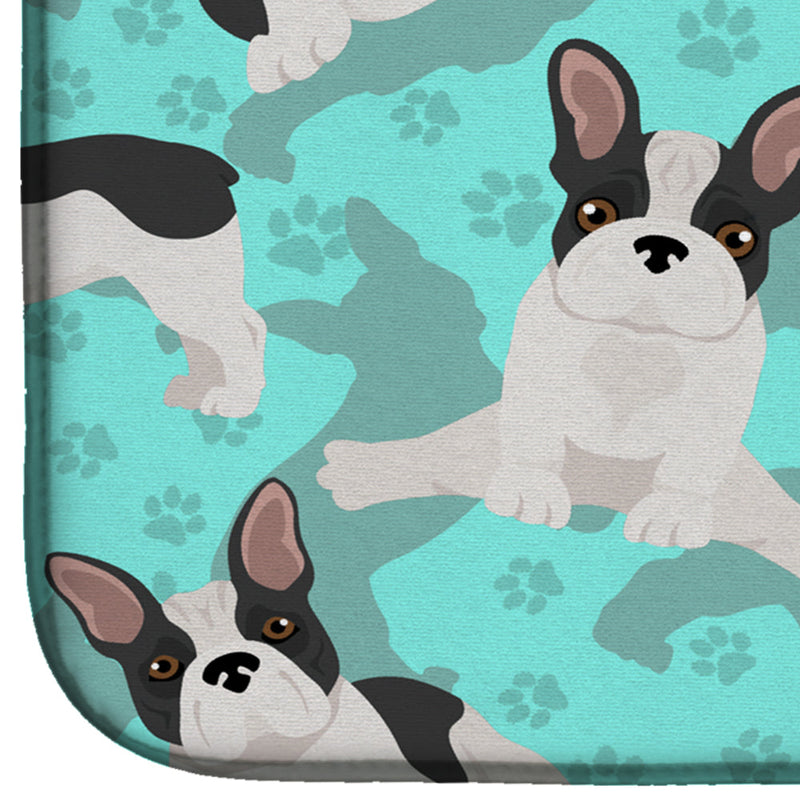 Black and White French Bulldog Dish Drying Mat – Absorbent, Artistic Kitchen Essentials