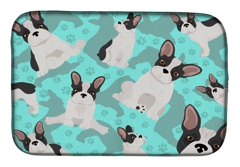 Black and White French Bulldog Dish Drying Mat – Absorbent, Artistic Kitchen Essentials