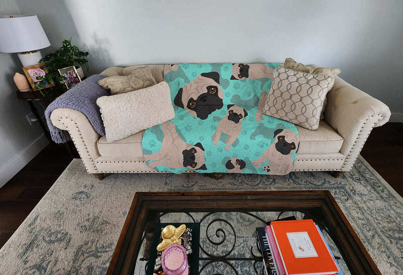 Fawn Pug Quilted Blanket 50x60