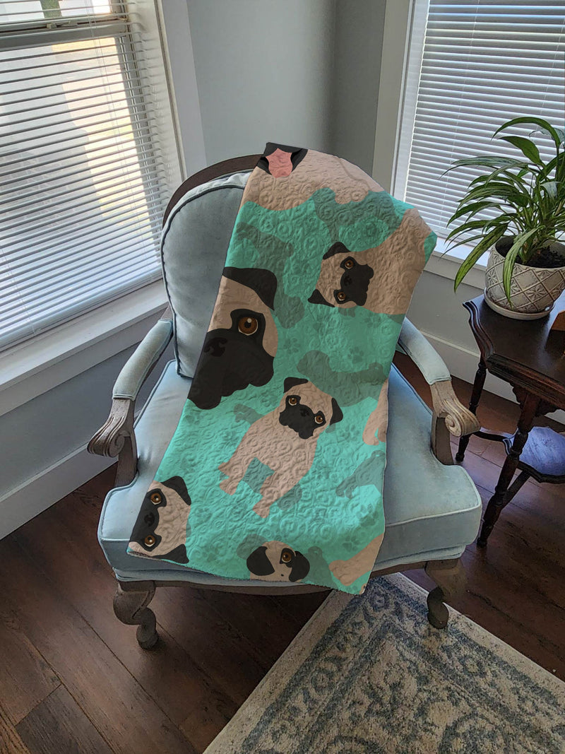 Fawn Pug Quilted Blanket 50x60