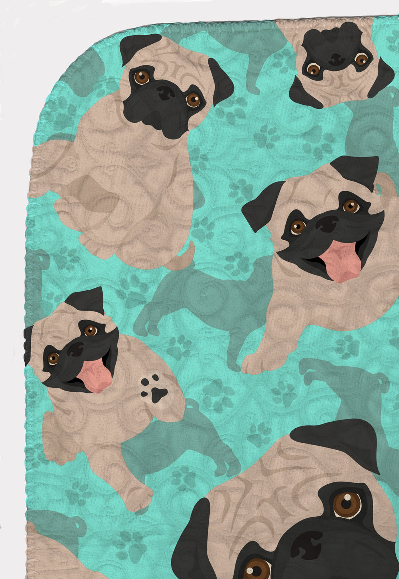 Fawn Pug Quilted Blanket 50x60