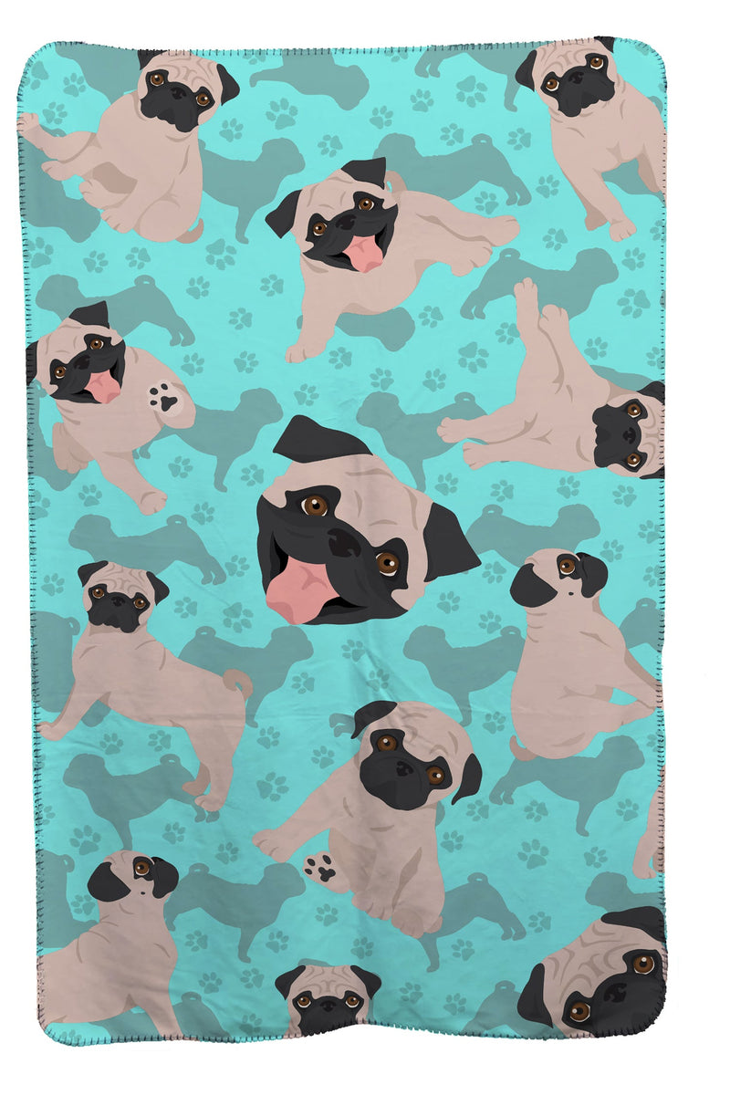 Fawn Pug Soft Travel Blanket with Bag