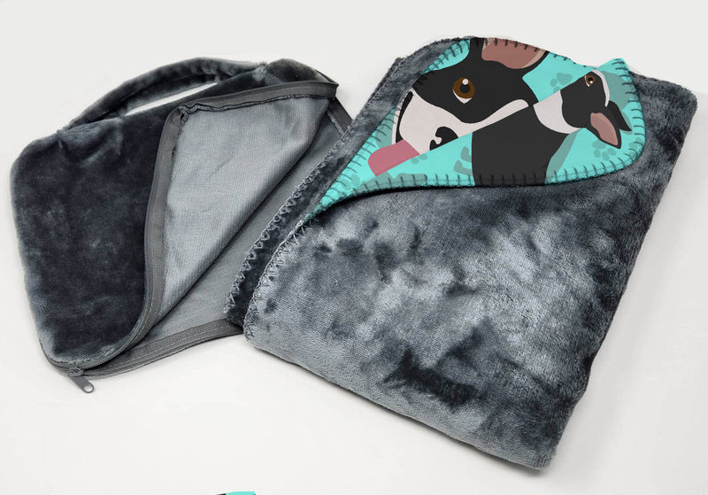 Boston Terrier Soft Travel Blanket with Bag