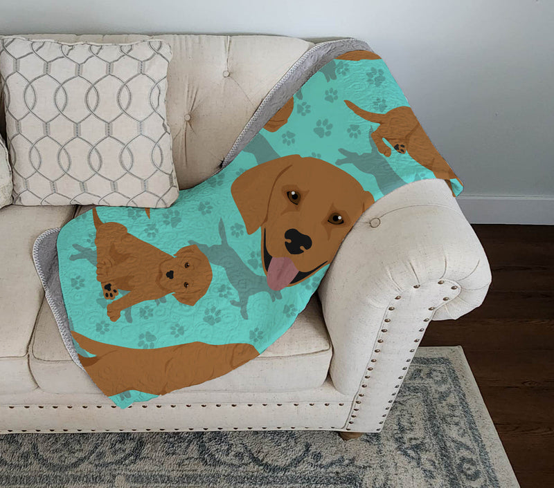 Red Fox Labrador Retriever Quilted Blanket 50x60