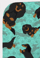Longhaired Black Tan Dachshund Quilted Blanket 50x60 Artwork Pattern Quilted Throw Blanket for Bed, Couch, Sofa, Soft and Lightweight