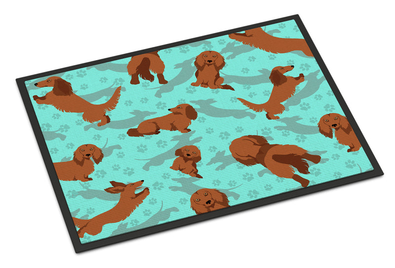 Longhaired Red Dachshund Doormat - 24x36 Decorative Floor Mat – Indoor/Outdoor Rug with Artistic Flair