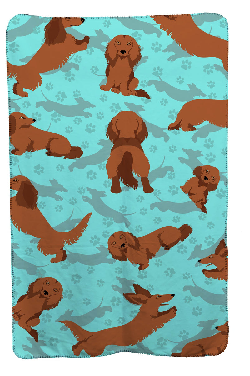 Longhaired Red Dachshund Soft Travel Blanket with Bag