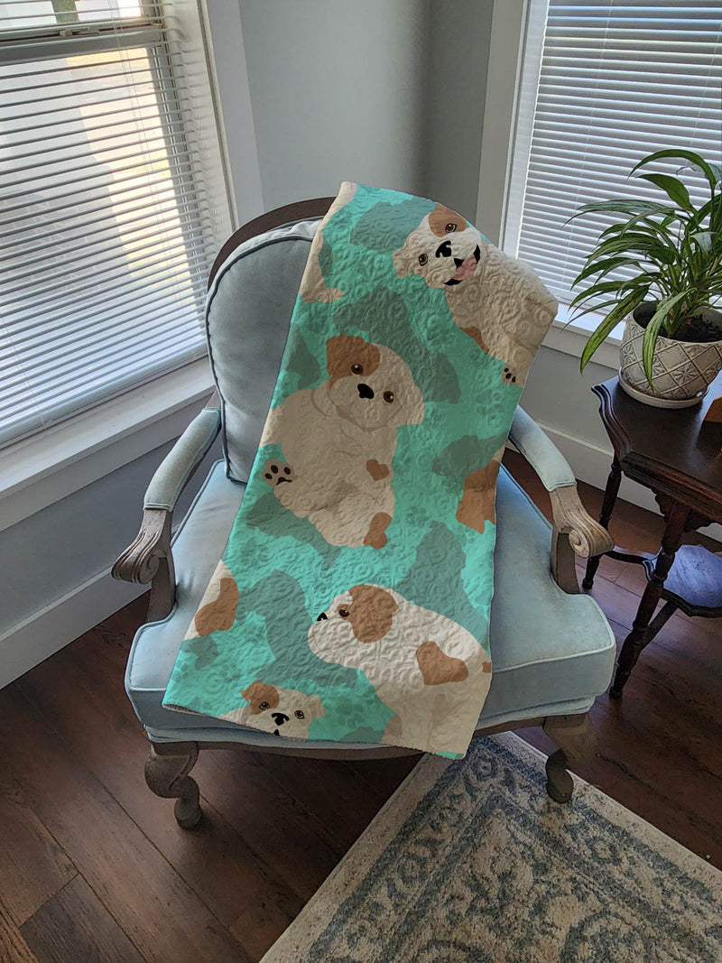 Piebald English Bulldog Quilted Blanket 50x60