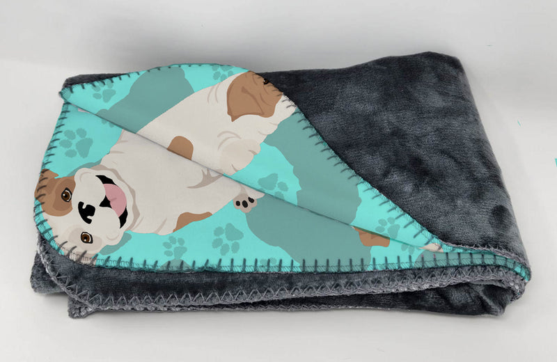 Piebald English Bulldog Soft Travel Blanket with Bag