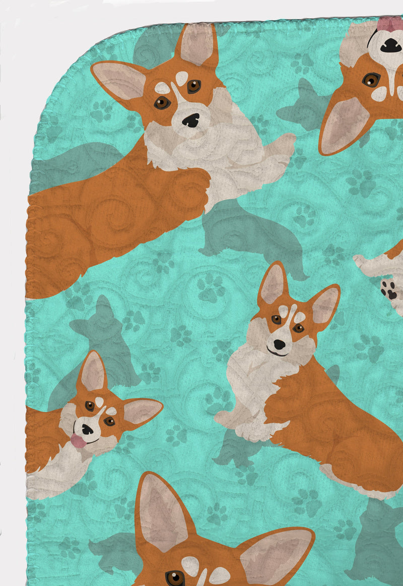 Red and White Pembroke Corgi Quilted Blanket 50x60