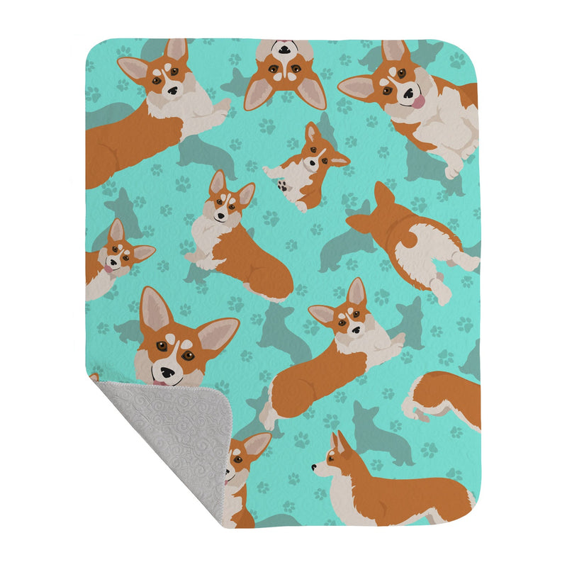 Red and White Pembroke Corgi Quilted Blanket 50x60