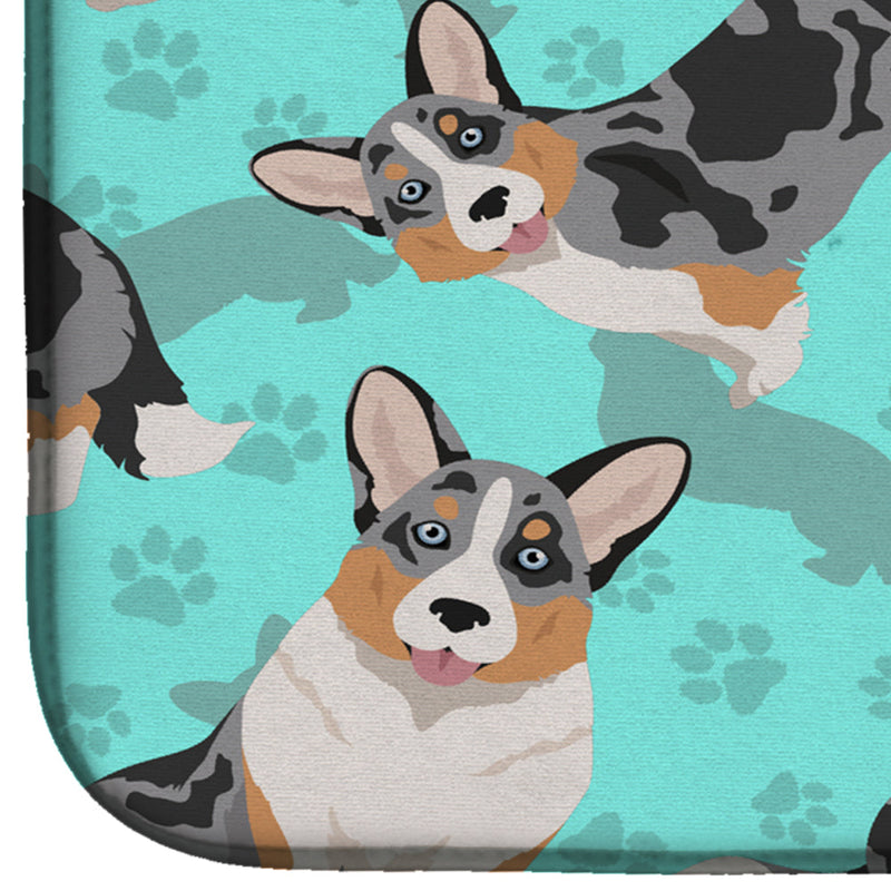 Blue Merle Welsh Cardigan Corgi Dish Drying Mat – Absorbent, Artistic Kitchen Essentials