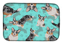 Blue Merle Welsh Cardigan Corgi Dish Drying Mat – Absorbent, Artistic Kitchen Essentials