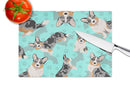 Blue Merle Welsh Cardigan Corgi Glass Cutting Boards – Durable, Decorative Kitchen Art Large