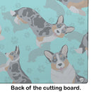 Blue Merle Welsh Cardigan Corgi Glass Cutting Boards – Durable, Decorative Kitchen Art Large