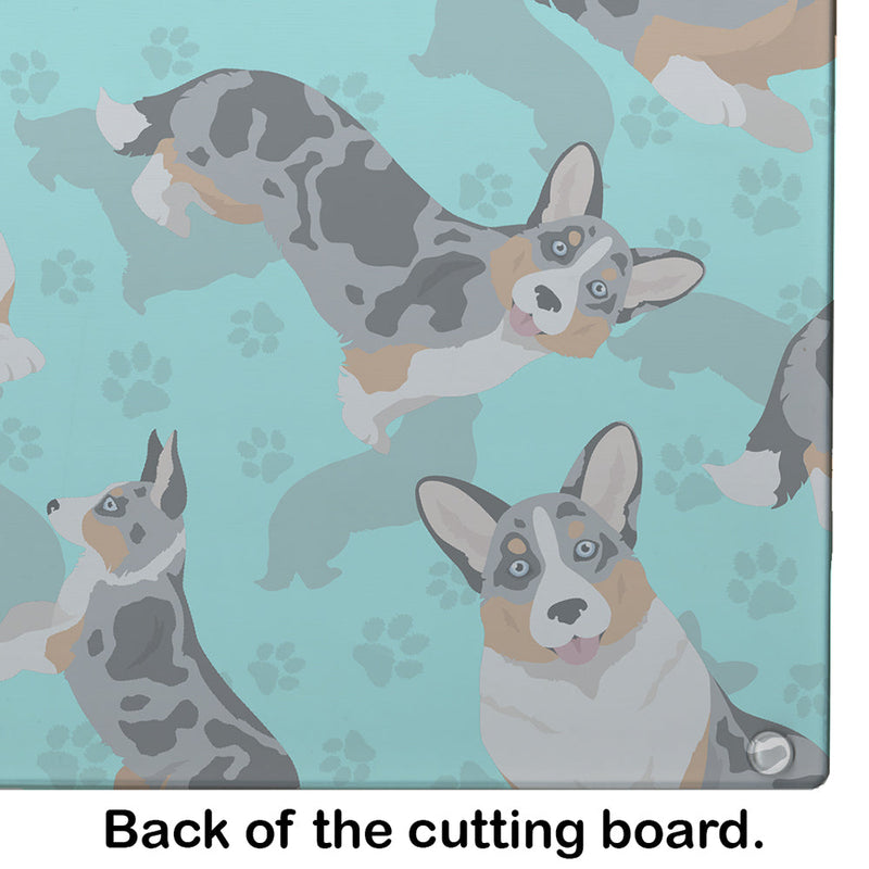 Blue Merle Welsh Cardigan Corgi Glass Cutting Boards – Durable, Decorative Kitchen Art Large