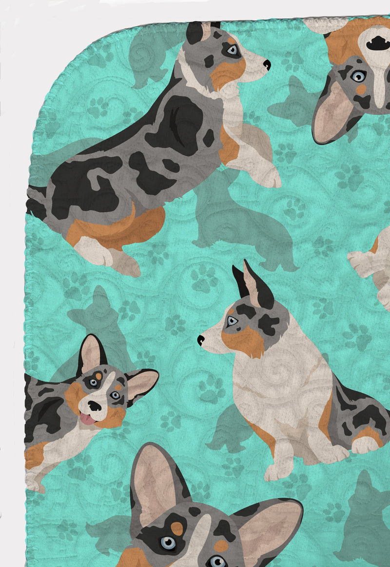 Blue Merle Welsh Cardigan Corgi Quilted Blanket 50x60