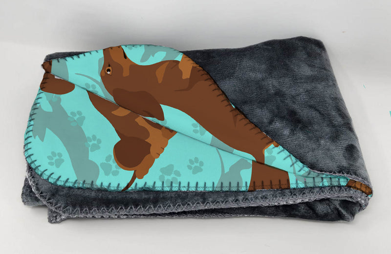 Chocolate and Tan Dachshund Soft Travel Blanket with Bag