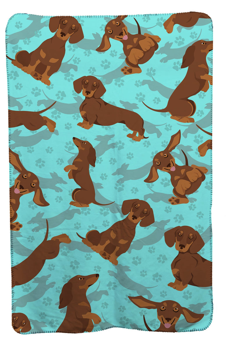 Chocolate and Tan Dachshund Soft Travel Blanket with Bag