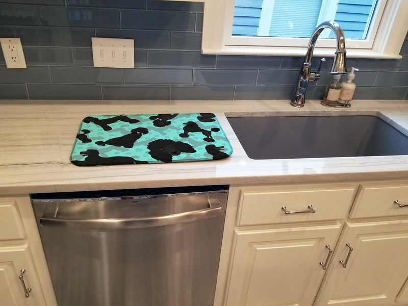 Black Standard Poodle Dish Drying Mat – Absorbent, Artistic Kitchen Essentials